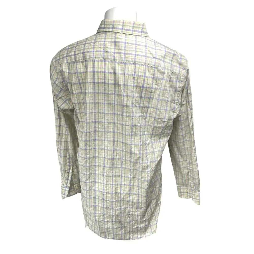 Paul Stuart Men's White Multicolor Plaid Long Sleeve Button Down Pocket Shirt XL